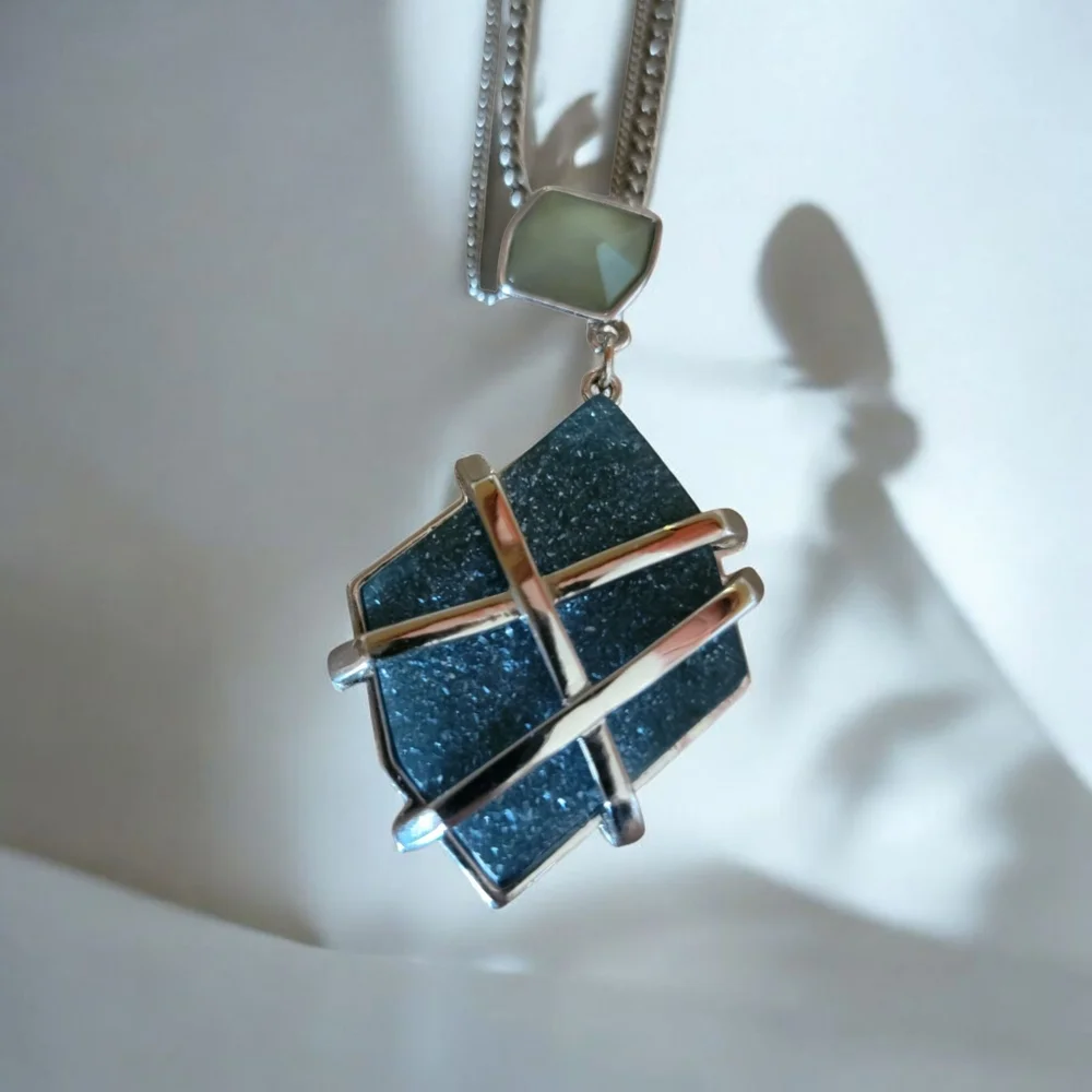 Kenneth Cole Silver and Blue Pendant Necklace
